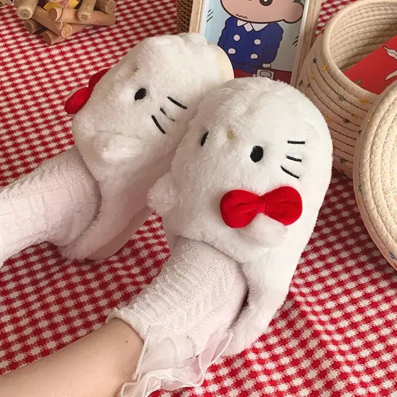 Hello Kitty Sanrio Plush Slippers