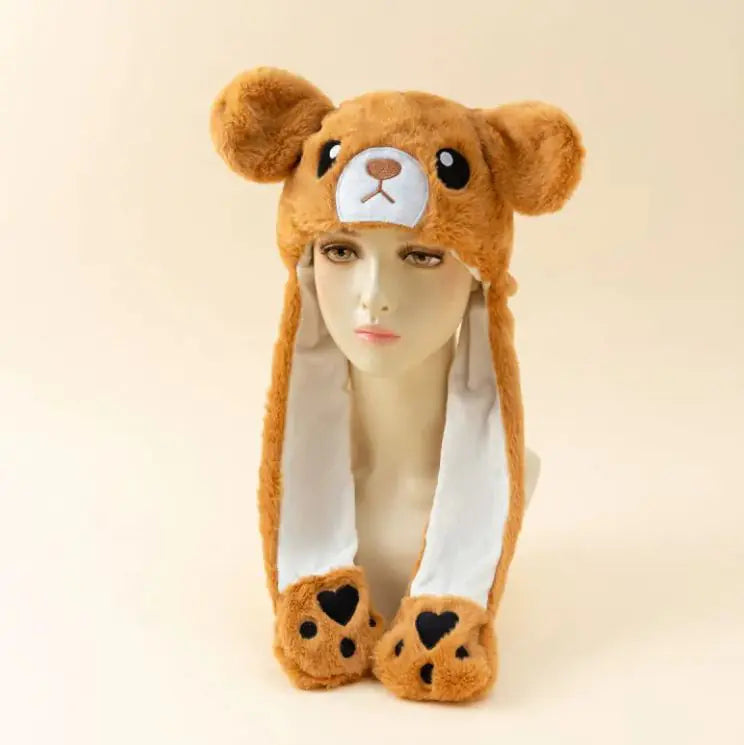 Autumn And Winter Cute Animal Plush Moving Ear Hat