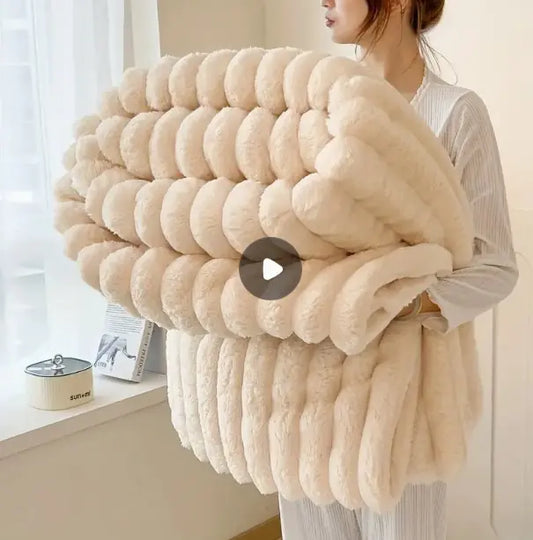 Luxurious Faux Rabbit Fur Throw Blanket