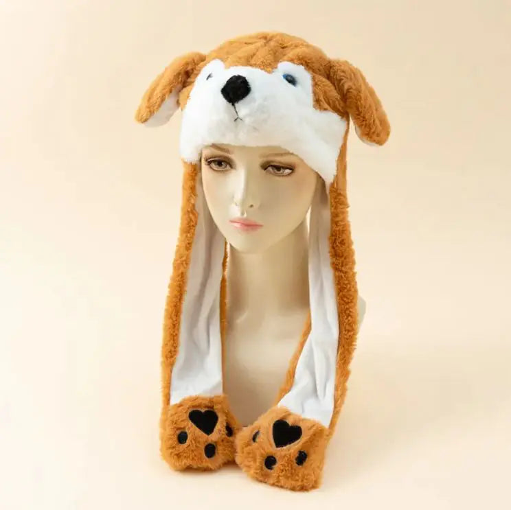 Autumn And Winter Cute Animal Plush Moving Ear Hat